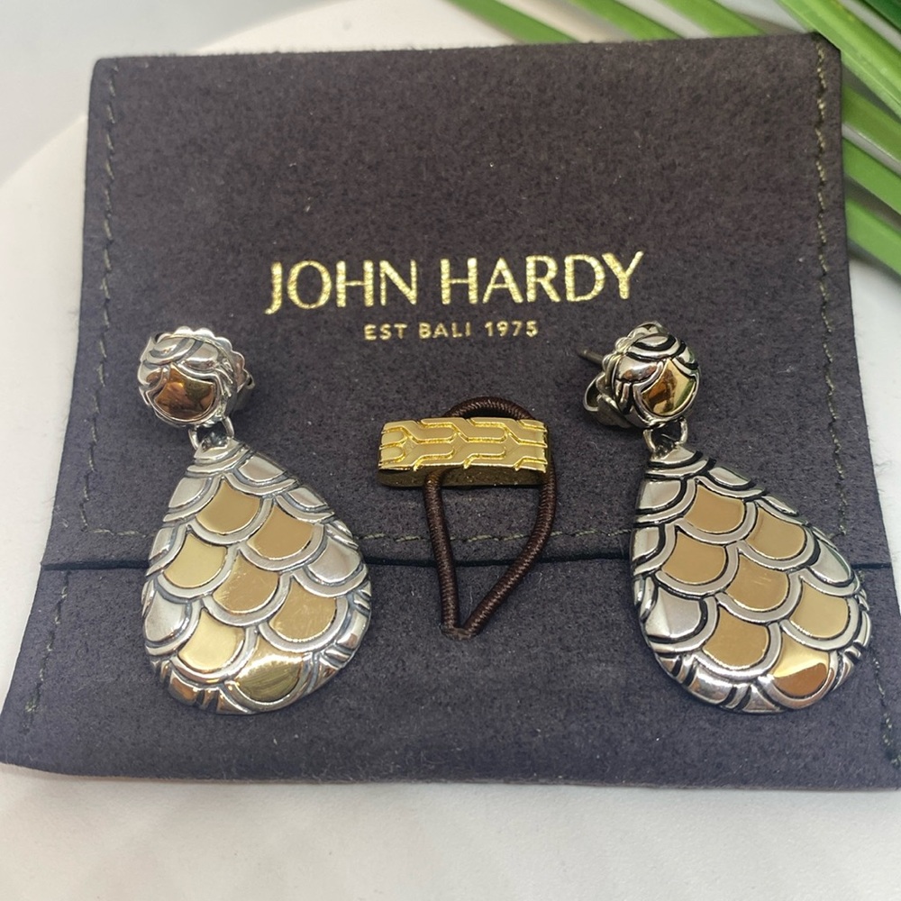 JOHN HARD SILVER 18K LEGENDS NAGA DROP EARRINGS - Picture 3 of 11